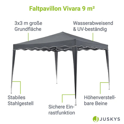 Faltpavillon Vivara 3x3 m in Grau mit Tragetasche