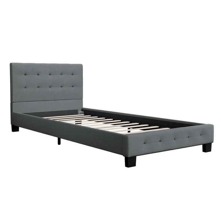 Letto imbottito Manresa 90x200 cm in grigio