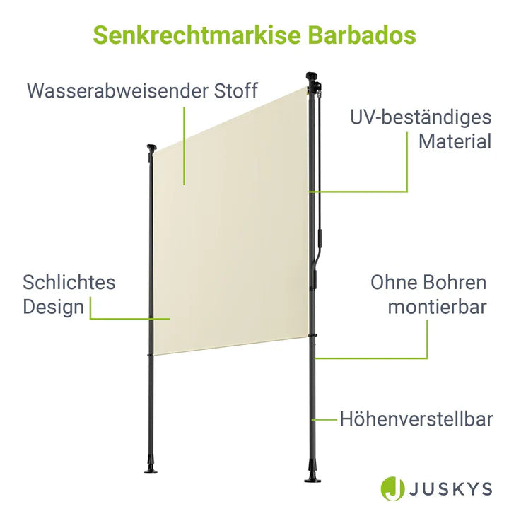 Senkrechtmarkise Barbados 120x310 cm Beige - Palo24