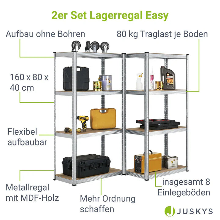 Set di 2 ripiani portaoggetti "Easy" 160 x 80 x 40 cm