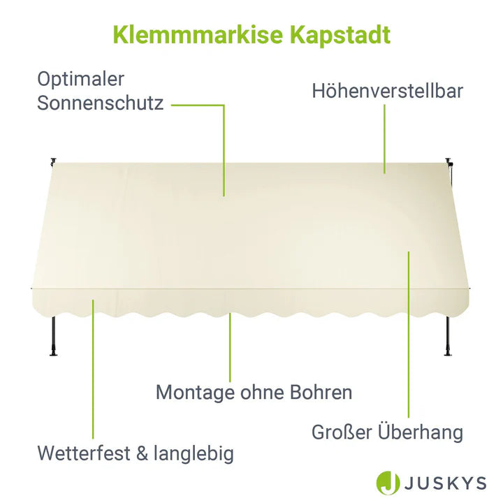 Klemmmarkise Kapstadt 400x120 cm Beige - Palo24