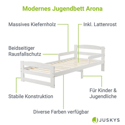 Letto per ragazzi 90 x 200 cm letto in legno Arona con rete a doghe bianco
