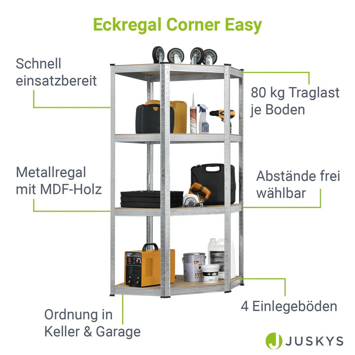 Mensola angolare portaoggetti "Corner Easy" 160 x 75 x 40-75 cm