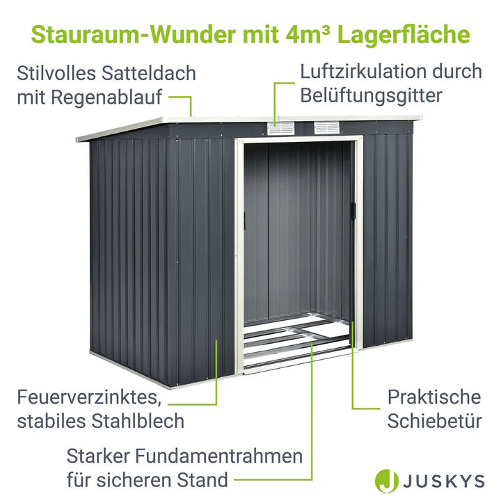 Metall Geräteschuppen Gerätehaus M mit Pultdach in anthrazit