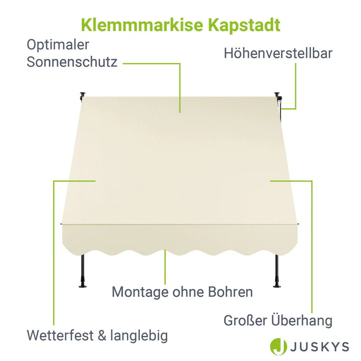 Klemmmarkise Kapstadt 200x120 cm Beige - Palo24