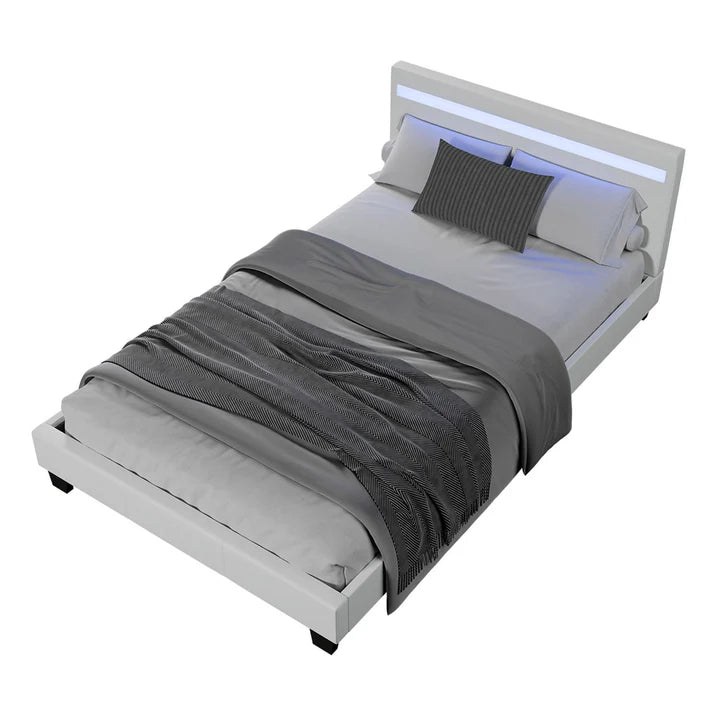 Polsterbett Verona 120 x 200 cm mit LED Beleuchtung in weiss