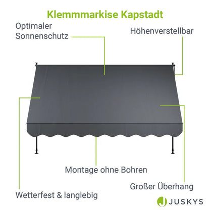 Klemmmarkise Kapstadt 300x120 cm Grau - Palo24