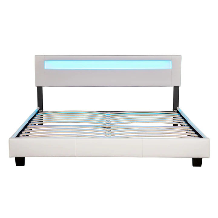 LED Polsterbett Paris 180x200 cm mit Lattenrost Weiss