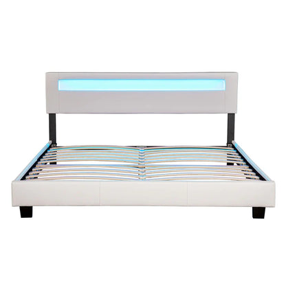 LED Polsterbett Paris 180x200 cm mit Lattenrost Weiss