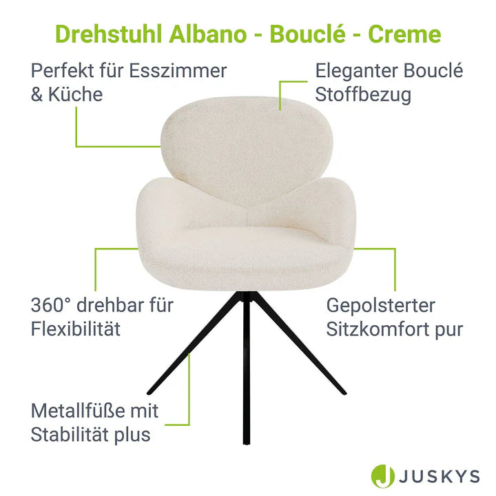 Esszimmerstuhl Drehstuhl Albano Creme