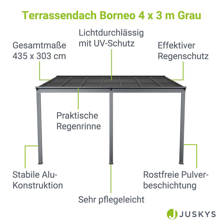 Terrassendach Borneo 4 x 3 m dunkelgrau