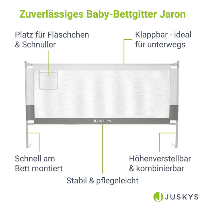 Baby Bettgitter Jaron Rausfallschutz 180 cm Grau