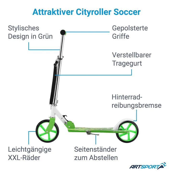 Cityroller Scooter mit XXL Rädern, Fußständer Hinterradreibungsbremse - Palo24