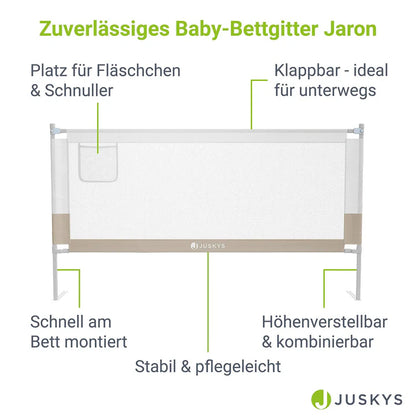 Baby Bettgitter Jaron Rausfallschutz 180 cm Beige
