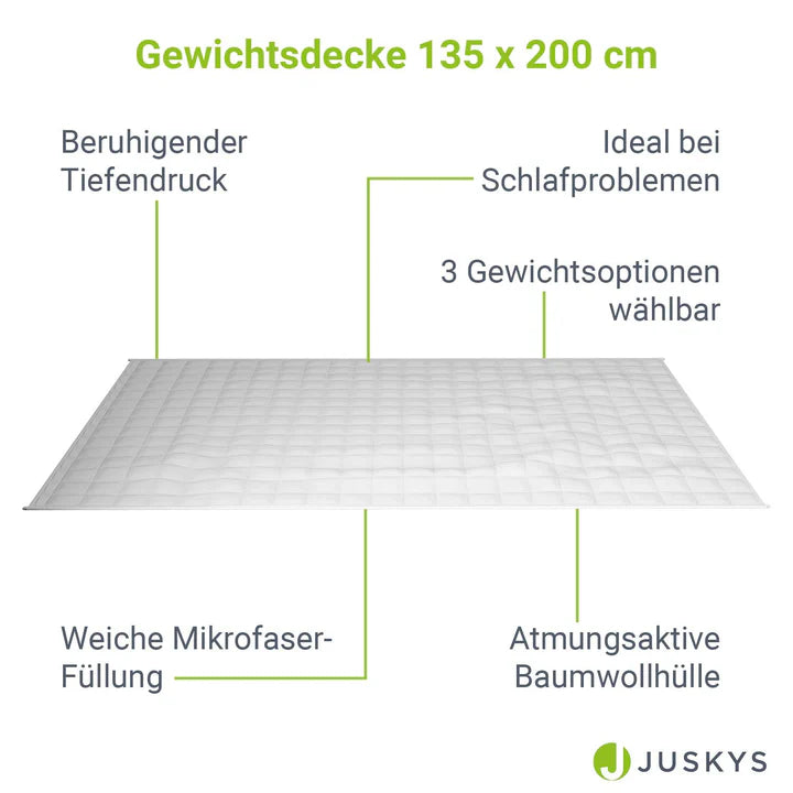 Gewichtsdecke 135x200 cm für besseren Schlaf 7 kg