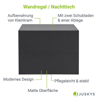 Wandschrank Nachttisch hängend Schwarz