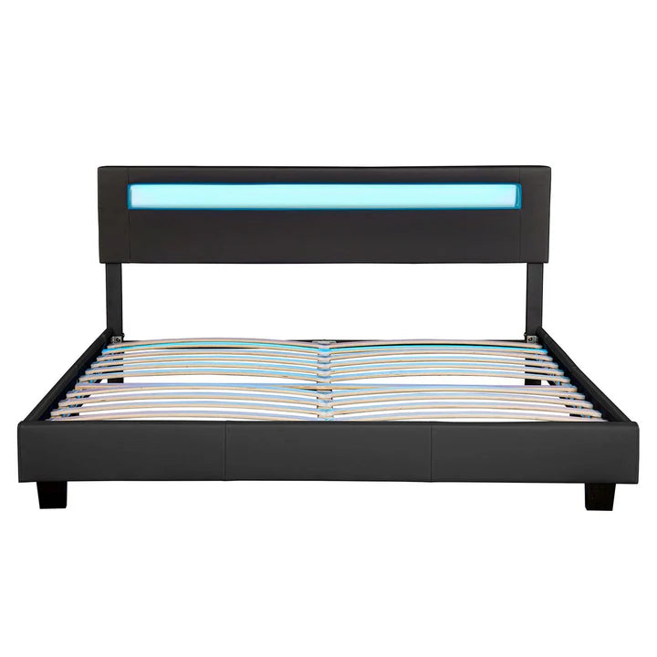LED Polsterbett Paris mit Lattenrost 160x200 cm - schwarz