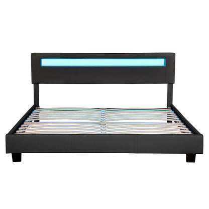 LED Polsterbett Paris mit Lattenrost 160x200 cm - schwarz