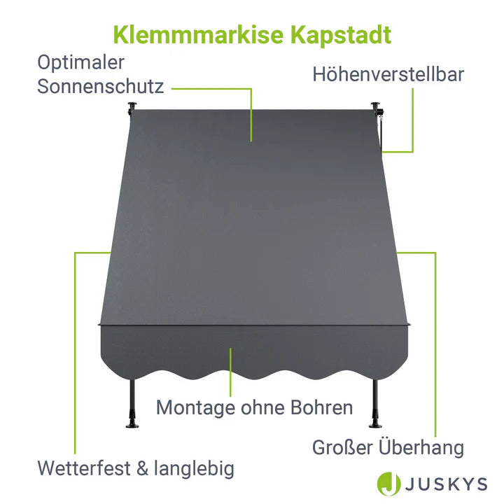 Klemmmarkise Kapstadt 150x120 cm Grau - Palo24