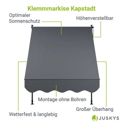 Klemmmarkise Kapstadt 150x120 cm Grau - Palo24