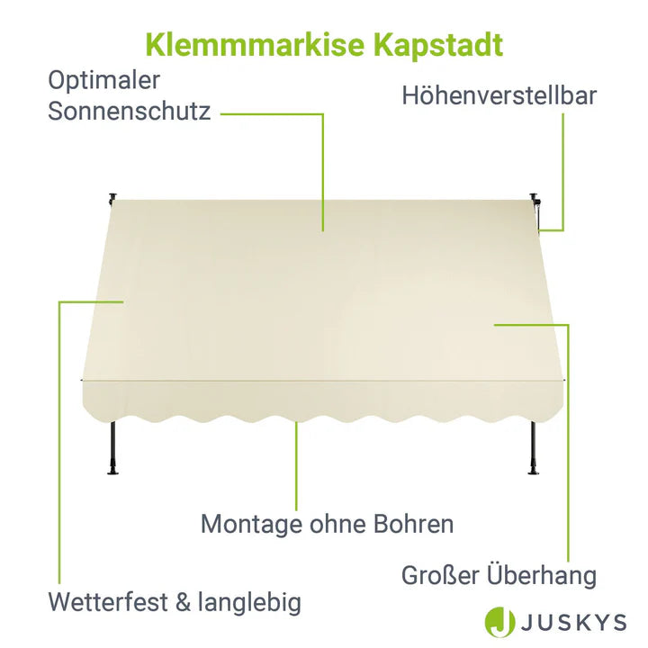 Klemmmarkise Kapstadt 300x120 cm Beige - Palo24