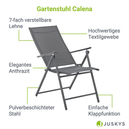 Gartenstuhl Calena 2er Set - 7-Fach verstellbare Rückenlehne - Anthrazit - Palo24