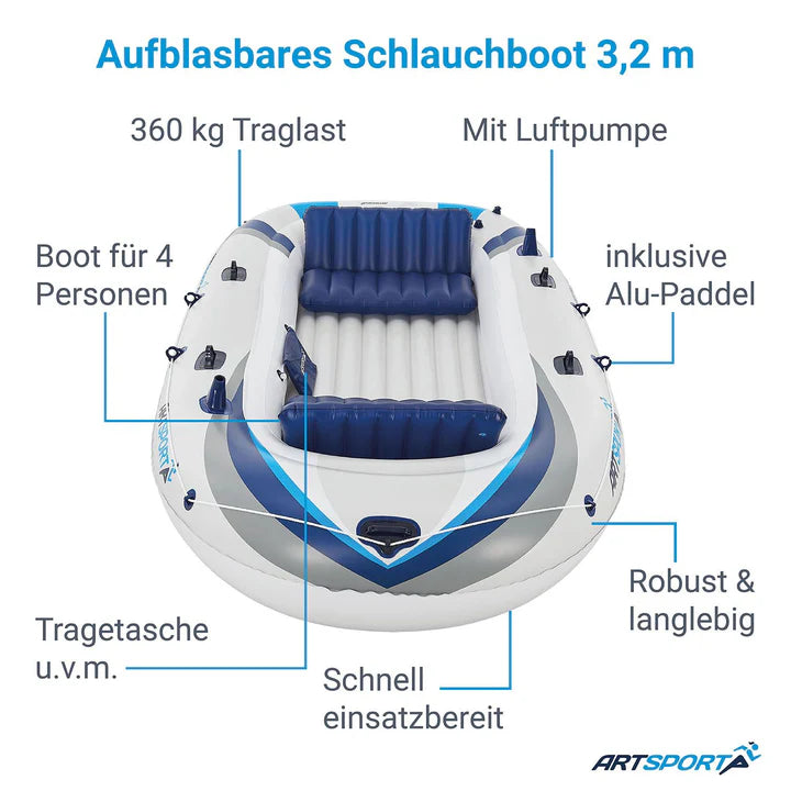 Schlauchboot Paddelboot mit zwei Sitzbänken - 3,22 m - Palo24