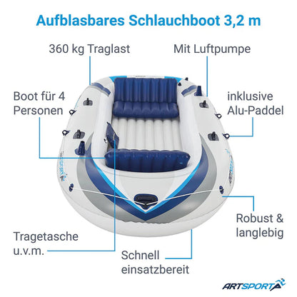 Schlauchboot Paddelboot mit zwei Sitzbänken - 3,22 m - Palo24