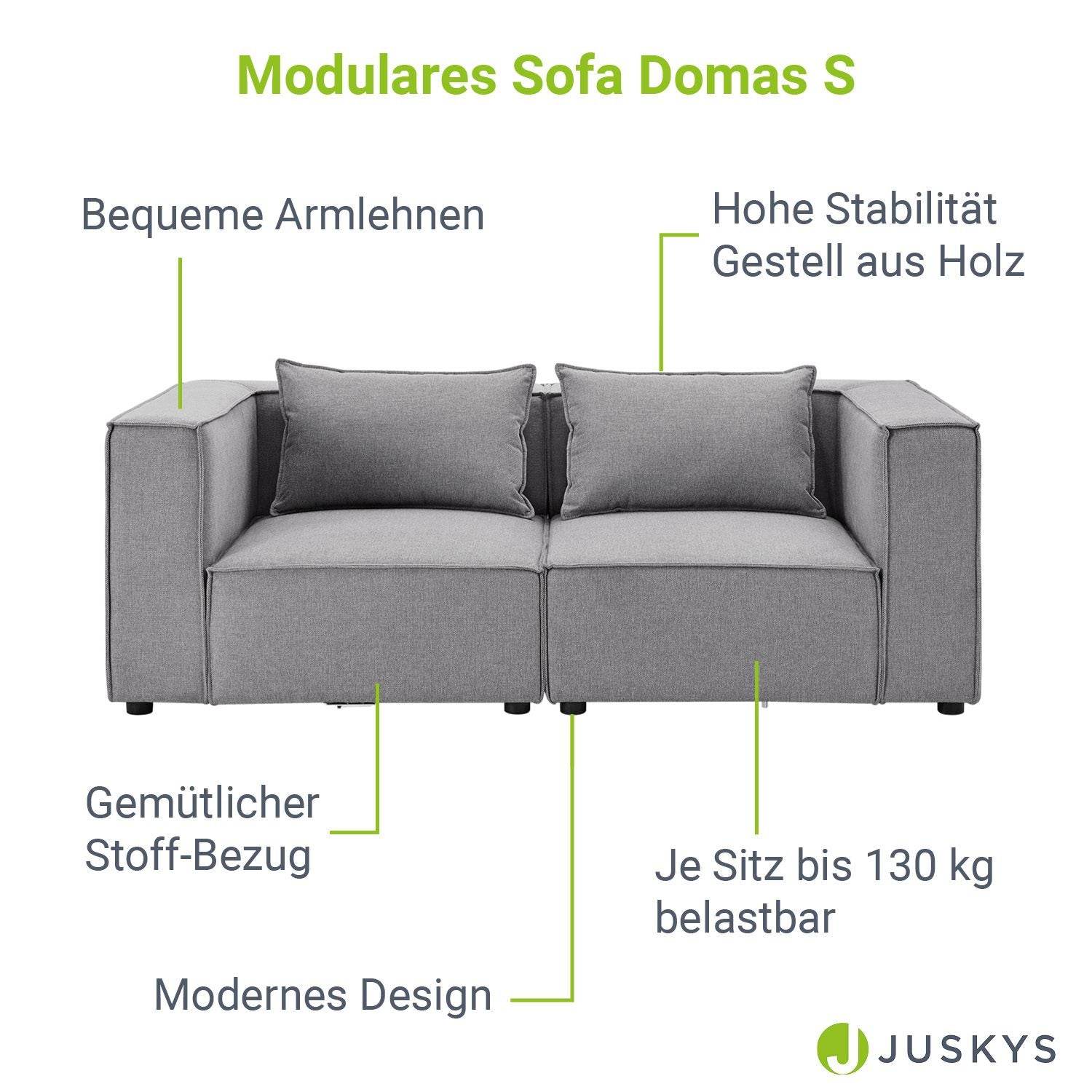 Modulares Sofa Domas S - 2 Sitzer Stoff Dunkelgrau - Palo24