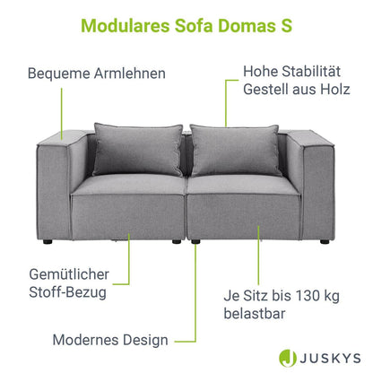 Modulares Sofa Domas S - 2 Sitzer Stoff Dunkelgrau - Palo24
