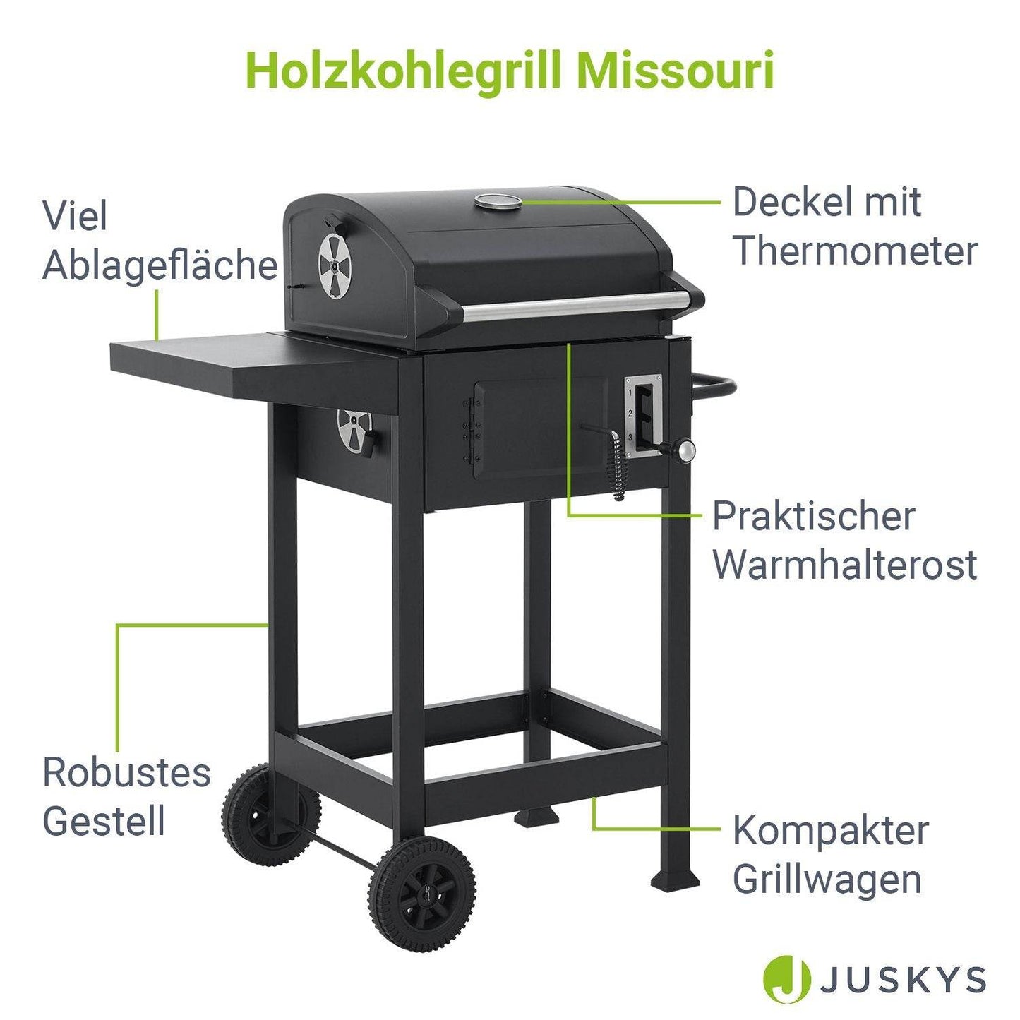 BBQ Holzkohlegrill Missouri mit Grillrost - Palo24