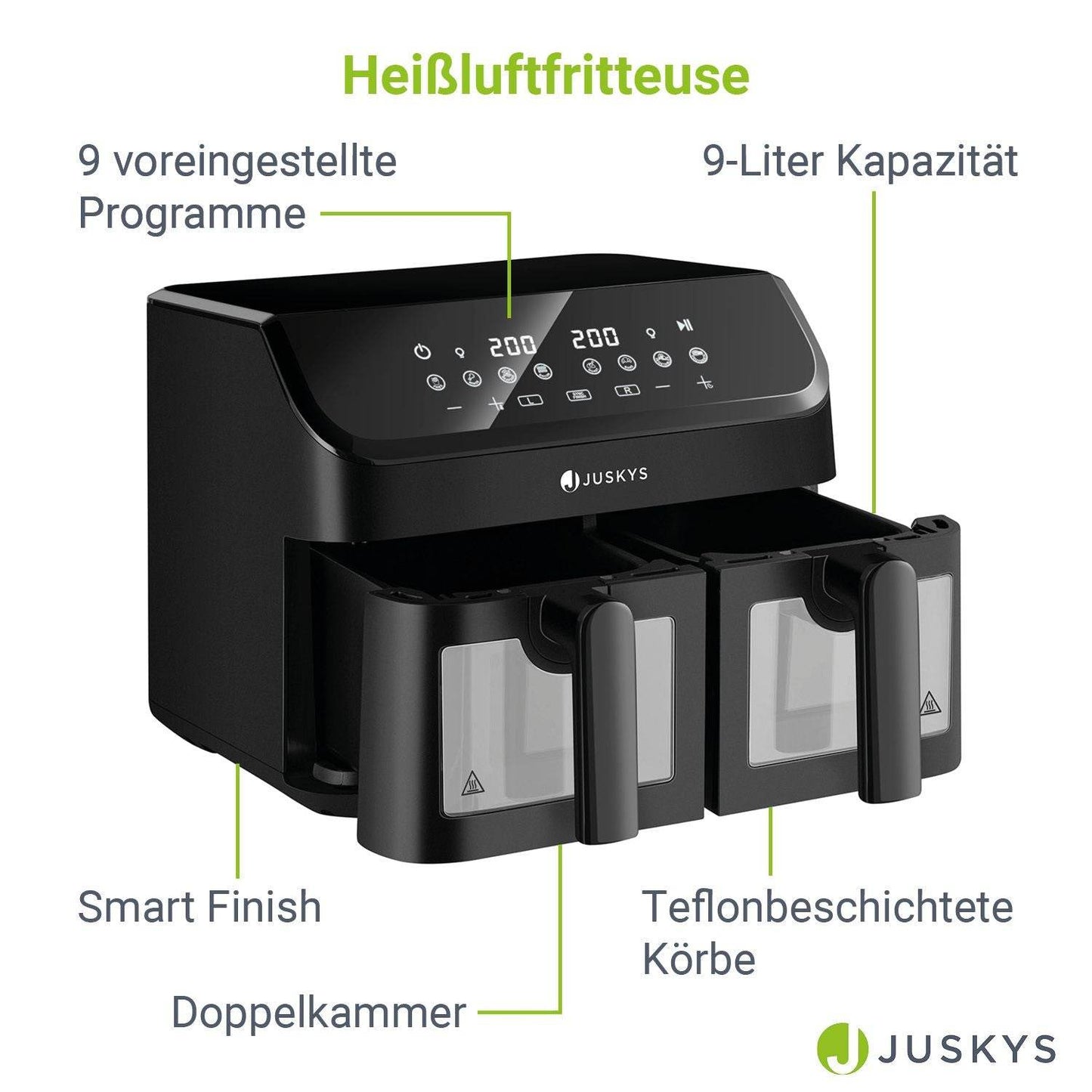 Heißluftfritteuse 9 L - 2 Kammern 9 Programme - Palo24