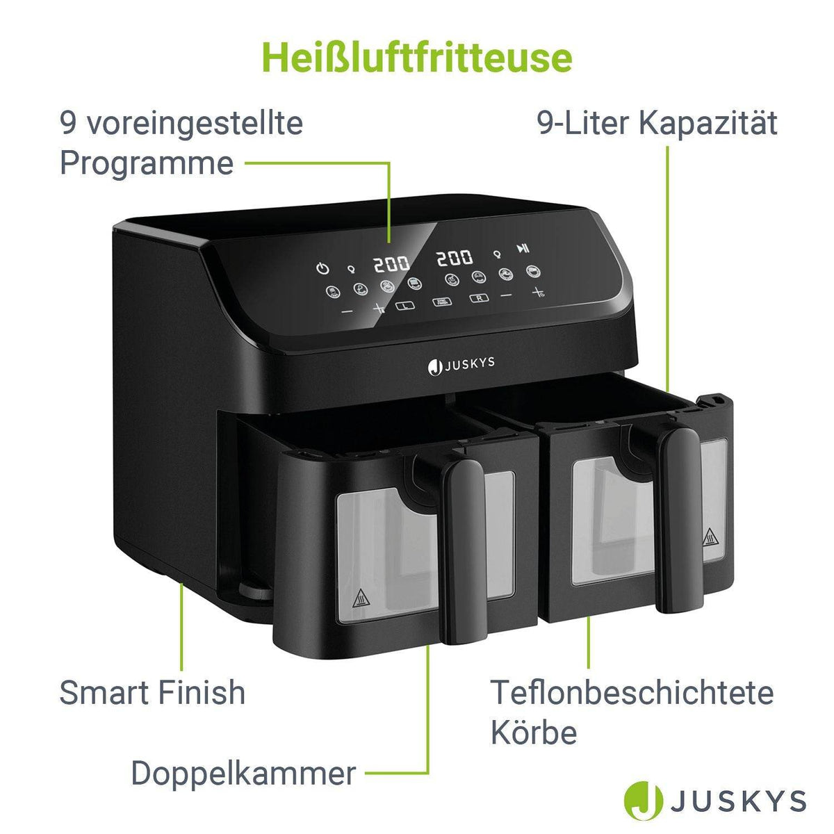 Heißluftfritteuse 9 L - 2 Kammern 9 Programme - Palo24