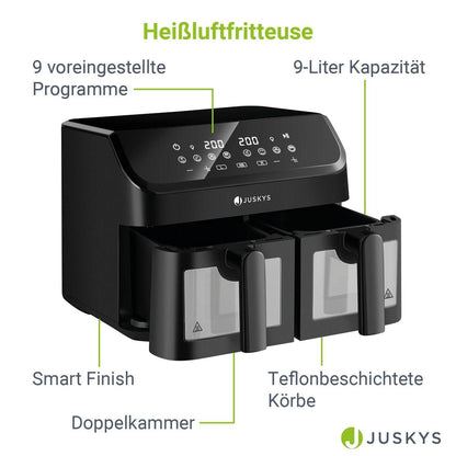 Heißluftfritteuse 9 L - 2 Kammern 9 Programme - Palo24