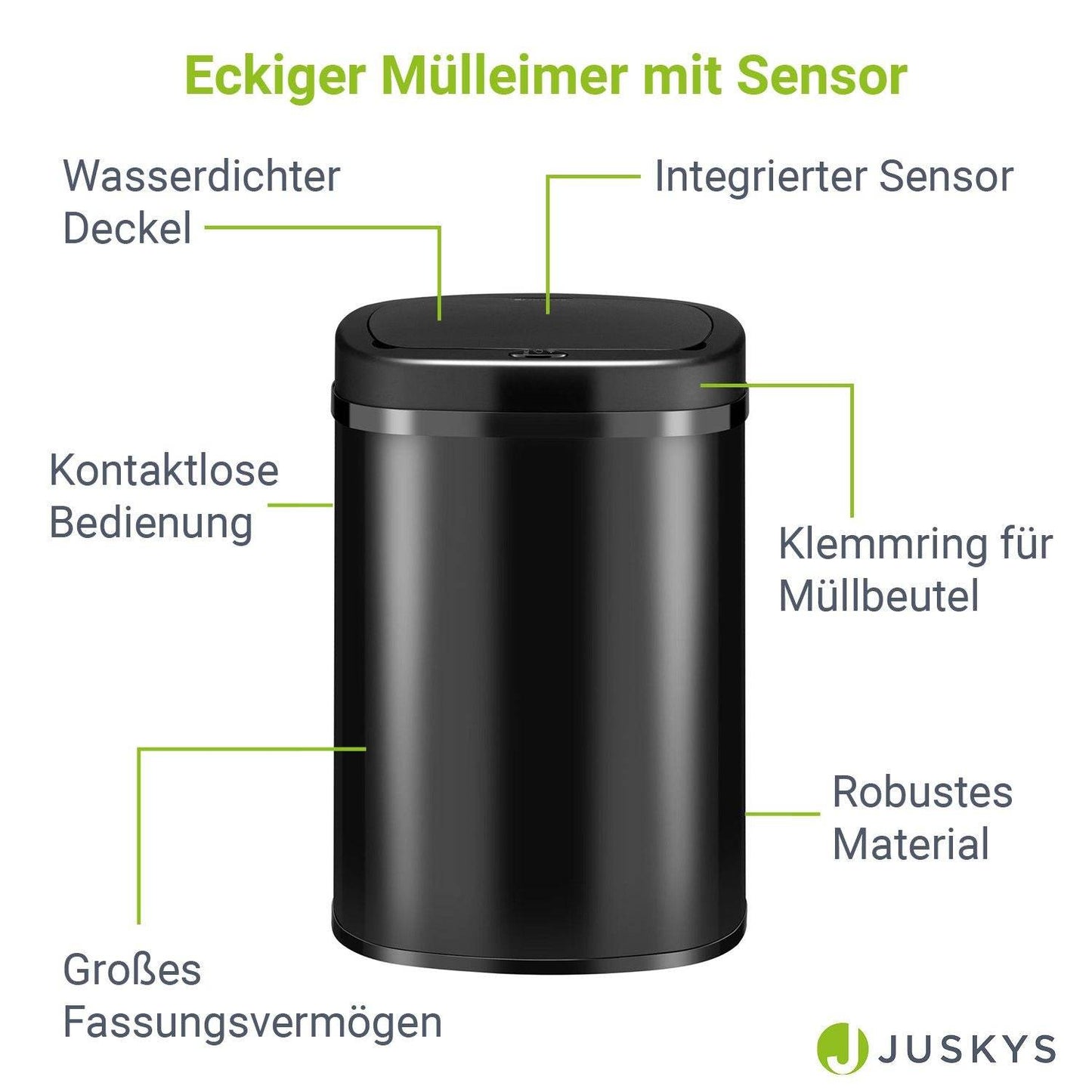 Automatischer Mülleimer mit Sensor - 50L Schwarz - Palo24