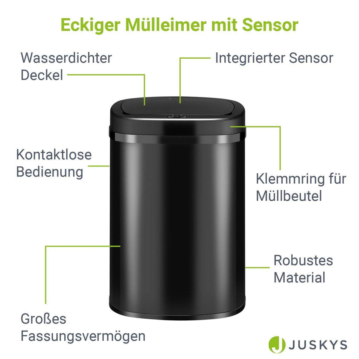 Automatischer Mülleimer mit Sensor - 50L Schwarz - Palo24