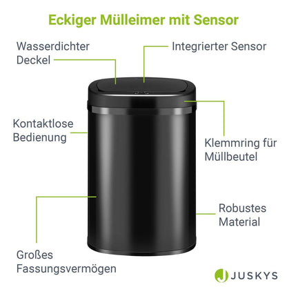 Automatischer Mülleimer mit Sensor - 50L Schwarz - Palo24