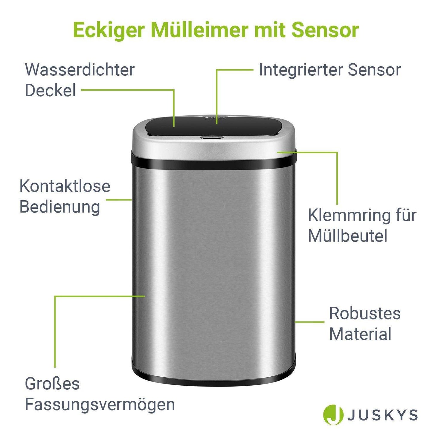Automatischer Mülleimer mit Sensor - 50L Silber - Palo24