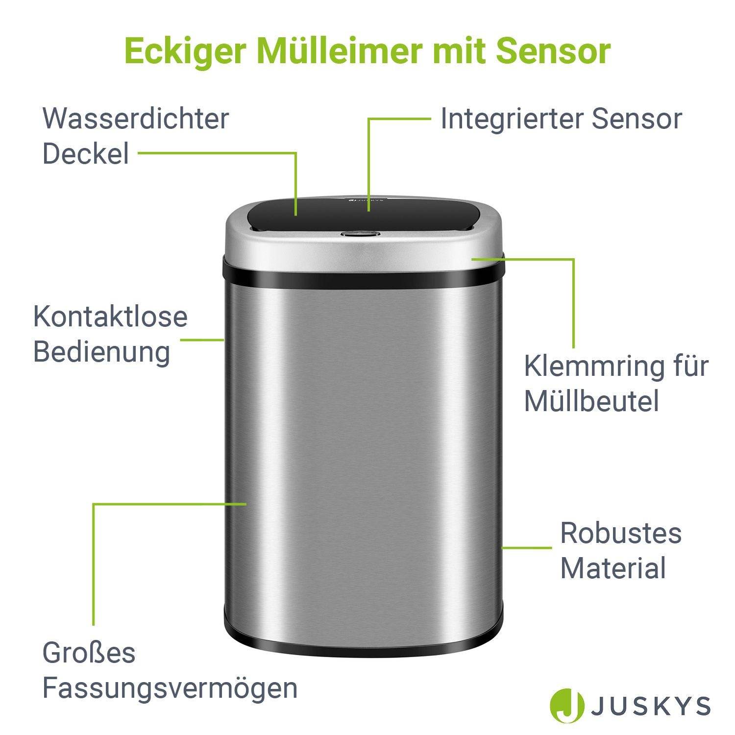 Automatischer Mülleimer mit Sensor - 50L Silber - Palo24