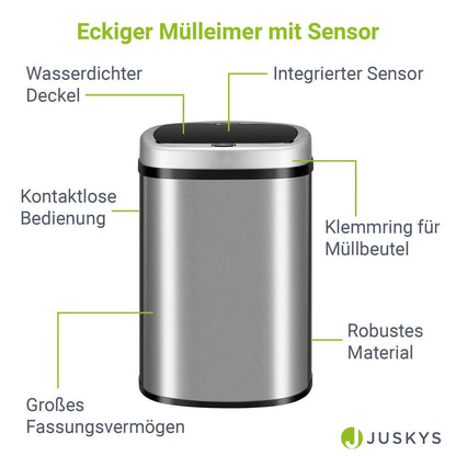 Automatischer Mülleimer mit Sensor - 50L Silber - Palo24