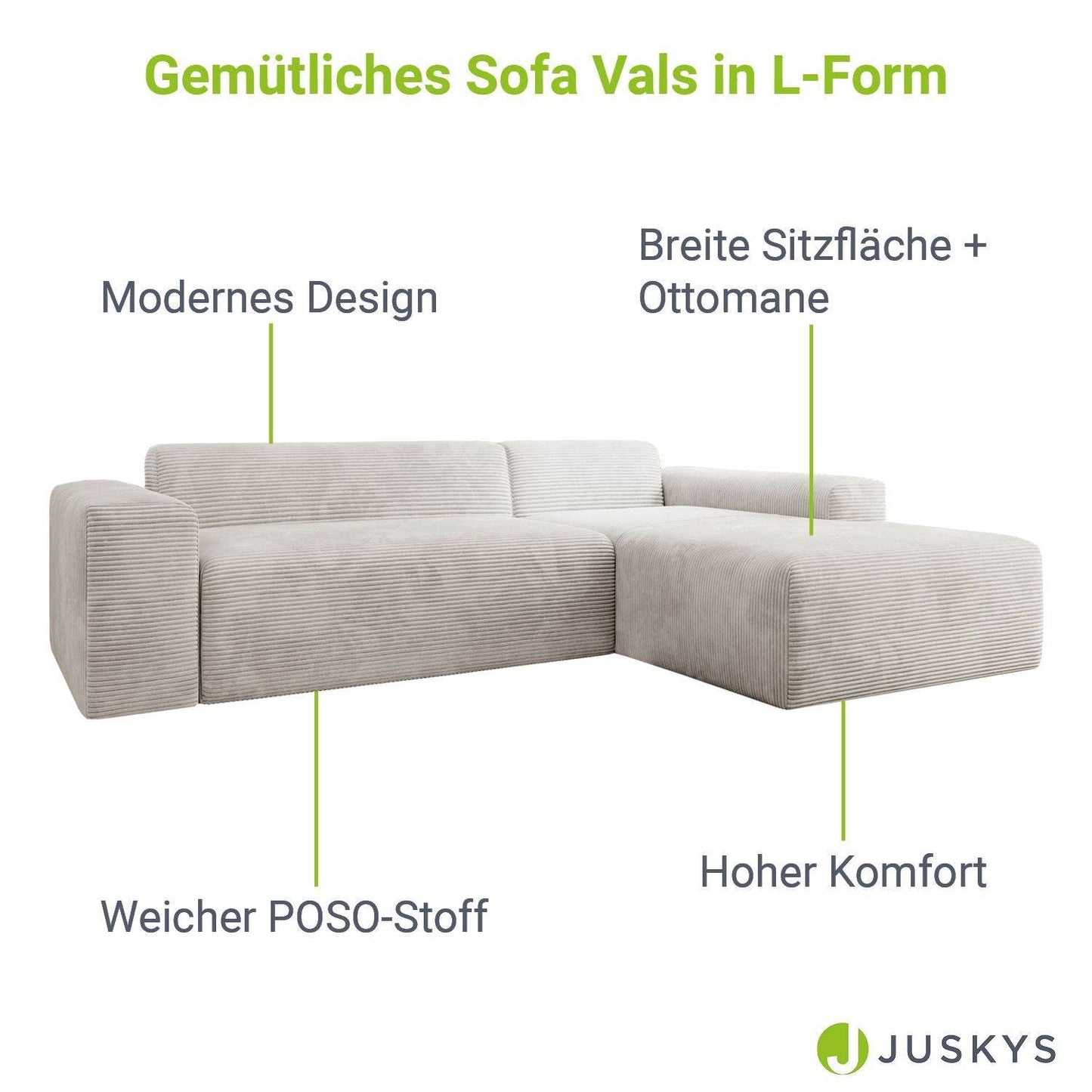 Ecksofa Vals aus Stoff Beige - Palo24