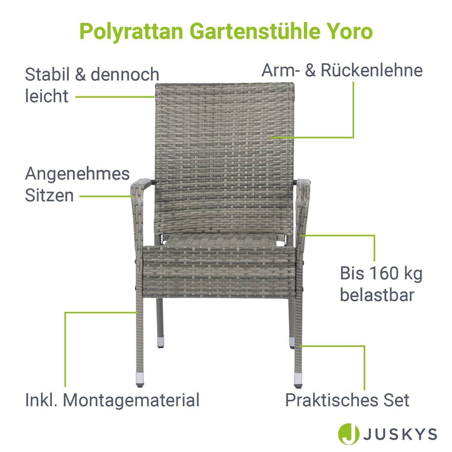 Polyrattan Gartenstühle Yoro 4er Set - Palo24