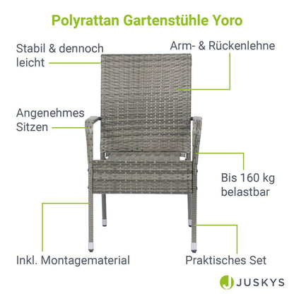 Polyrattan Gartenstühle Yoro 4er Set - Palo24