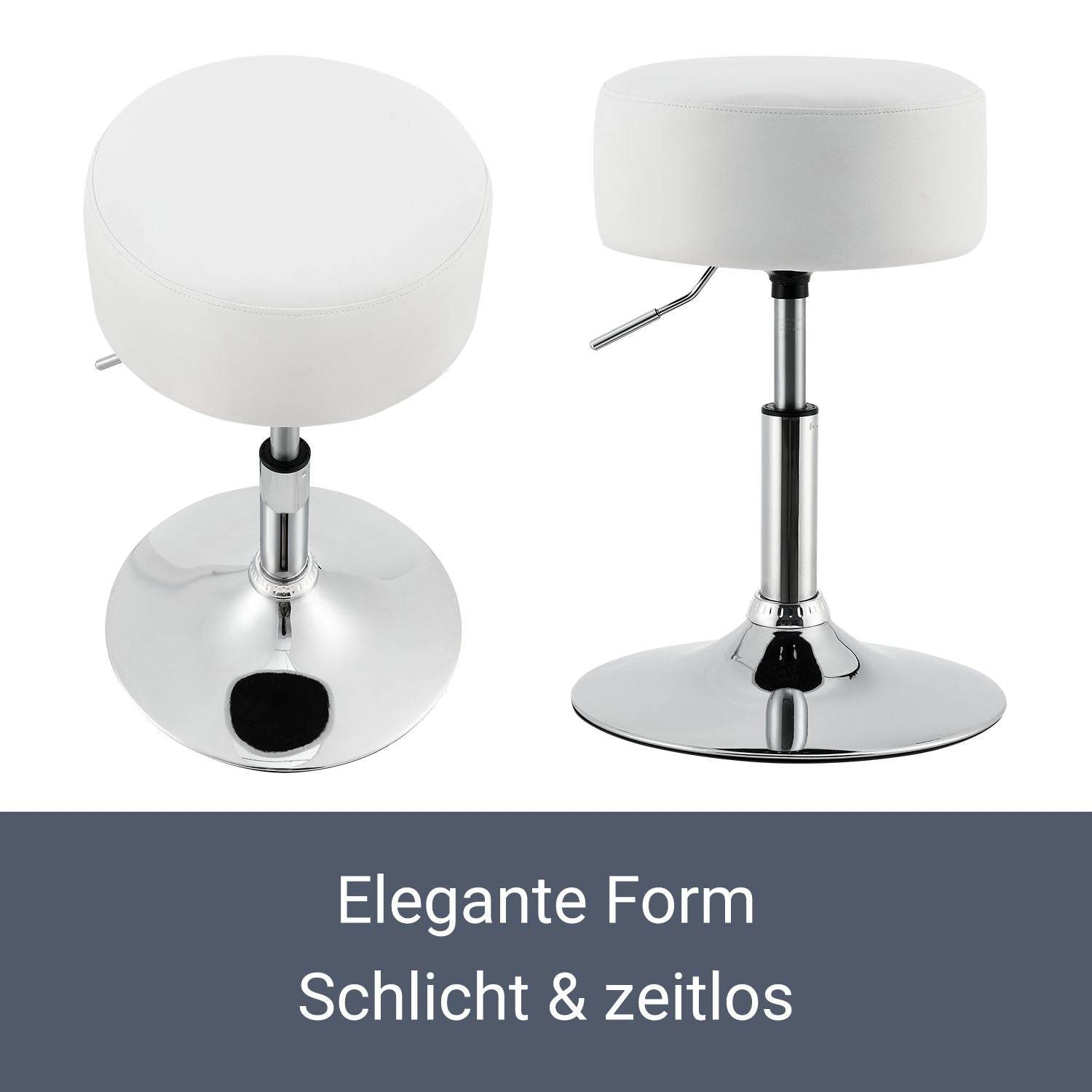 Schminktisch-Hocker Höhenverstellbar Tonia Weiss-Silber - Palo24