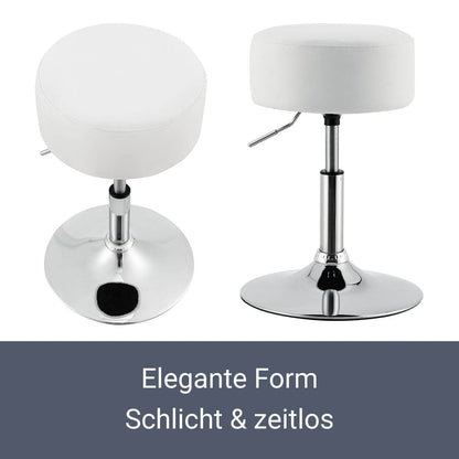 Schminktisch-Hocker Höhenverstellbar Tonia Weiss-Silber - Palo24