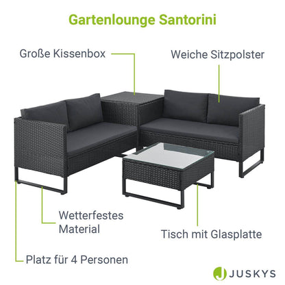 Modulare Polyrattan Lounge Santorini Schwarz - Palo24