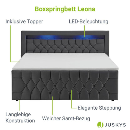 Boxspringbett Leona 140x200 cm - Grau - Palo24