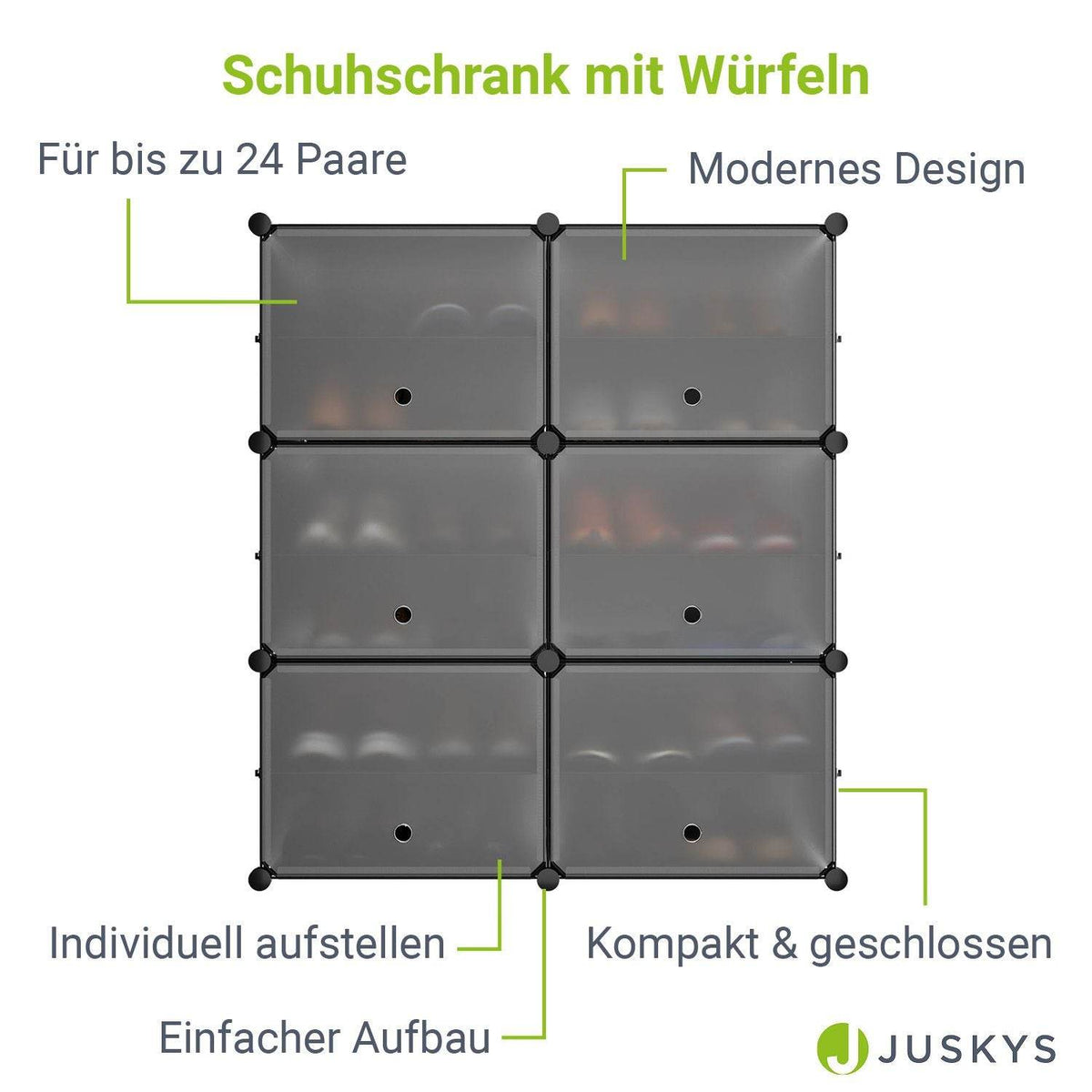 Würfel Schuhregal für bis zu 24 Paar Schuhe - Schwarz - Palo24