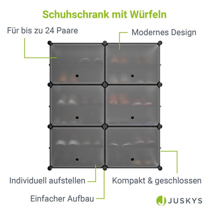 Würfel Schuhregal für bis zu 24 Paar Schuhe - Schwarz - Palo24
