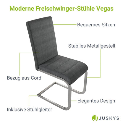 Freischwinger Stuhl Vegas 2er-Set Cord - Dunkelgrau - Palo24
